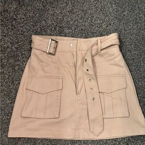 SHEIN Tan A-Line Skirt with Belt